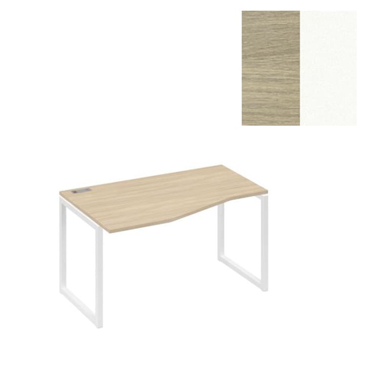 Стол эргономичный левый Юнитекс А4 "Техно" на металлокаркасе QUATTRO А4 Б4 063 ДК (140x90x75) дуб скандинавский/металлокаркас белый
