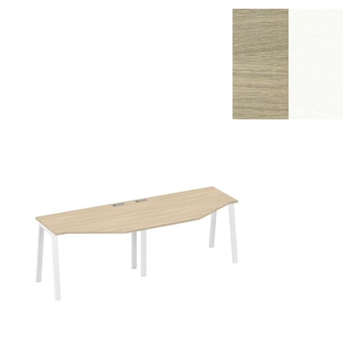 Рабочая станция Юнитекс А4 столы (2х120) Техно каркас TRE А4 Б3 051-2 ДК (240x90x75) дуб скандинавский/металлокаркас белый