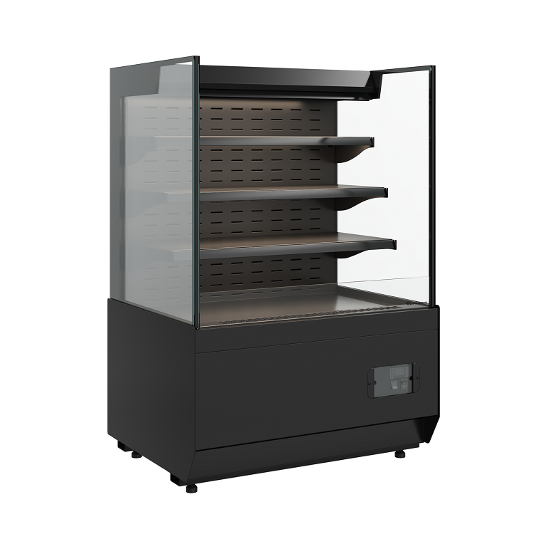 Витрина холодильная Carboma Cube 2 KC70 VM 1,3-2 STANDARD открытая, горка прямая боковина (версия 2.0) (9005)