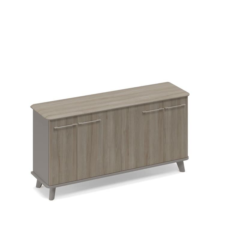 Шкаф низкий закрытый греденция Юнитекс ТМ 341 МП/ВЛ/ВЛ.ВЛ мокко премиум (корпус) / вяз либерти (столешница, топ, фасад)
