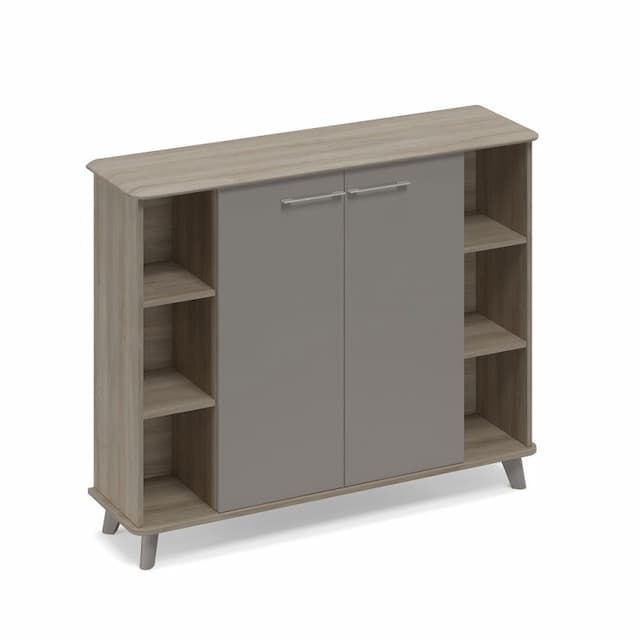 Шкаф средний полузакрытый греденция Юнитекс ТМ 342 ВЛ/ВЛ/МП вяз либерти (корпус, столешница, топ) / мокко премиум (фасад)