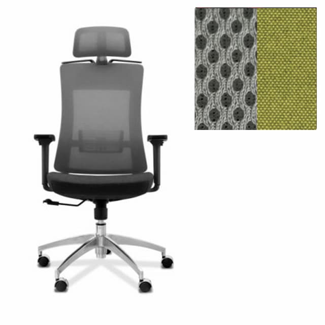 Кресло для персонала Юнитекс Pulse A PS/A/X/SL/3D/h ткань TW51 светло-серая (спинка)/Luna 17 (сиденье)