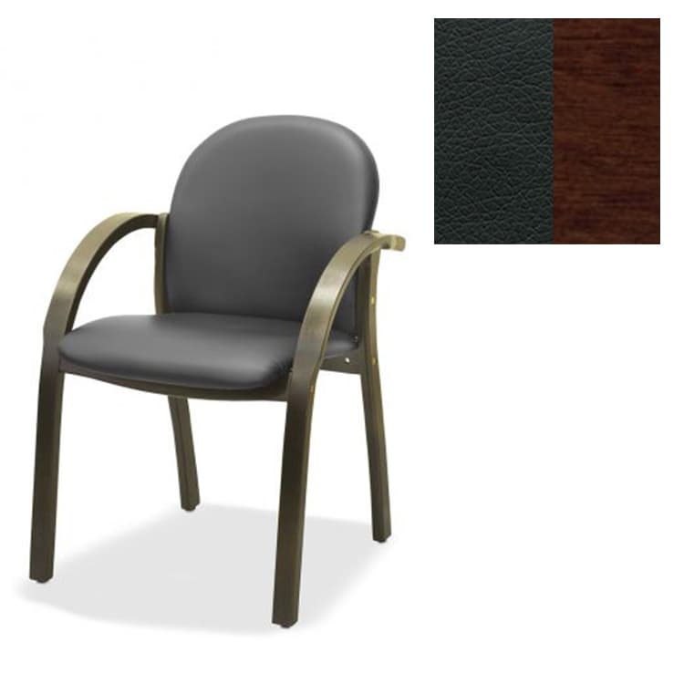 Офисный стул Юнитекс Джуно люкс экокожа премиум черная CN1114/дерево-орех гамильтон
