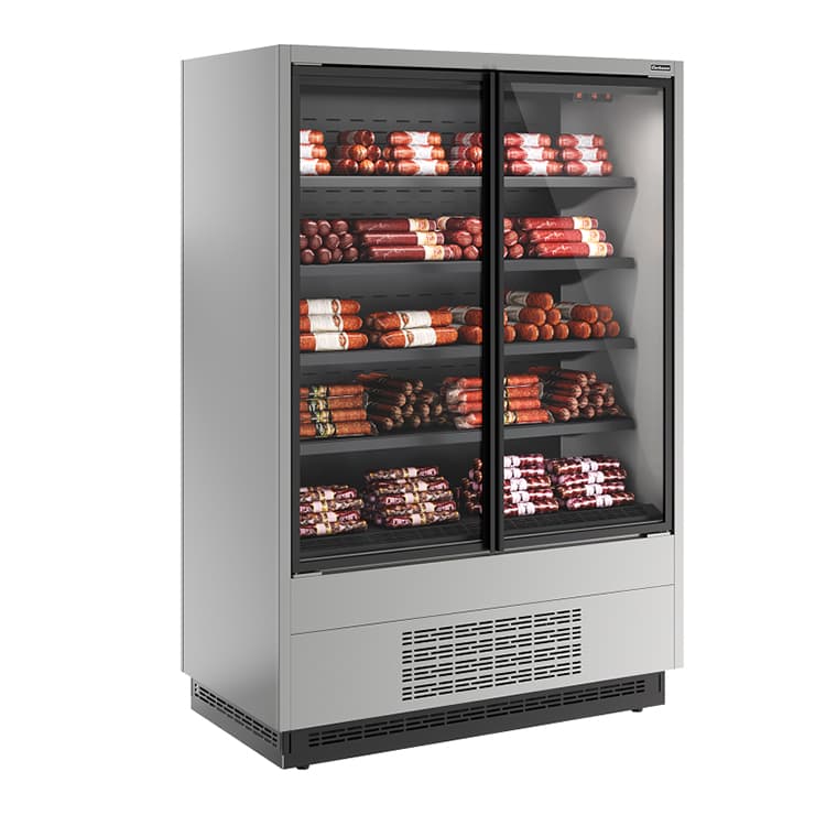 Витрина холодильная Carboma FC20-07 VV 1,0-1 0030 боковина металлическая с зеркалом (9006-9005) Cube 2 STANDARD фронт X1
