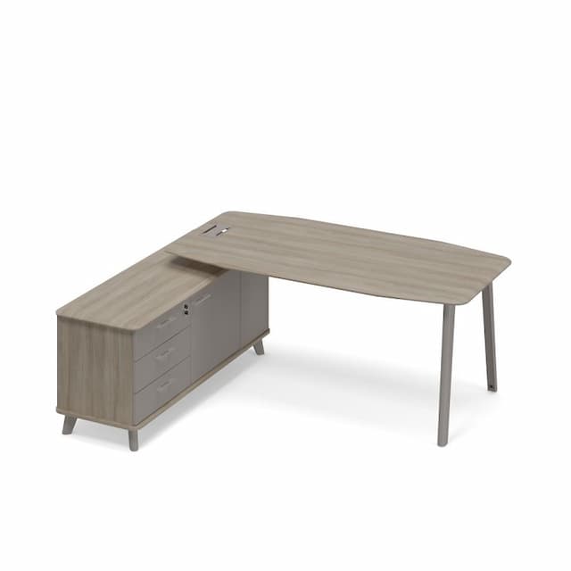 Стол руководителя на опорной тумбе левый (тип 2) Юнитекс ТМ М1 109 ВЛ ВЛ МП вяз либерти (корпус, столешница, топ) / мокко премиум (фасад)