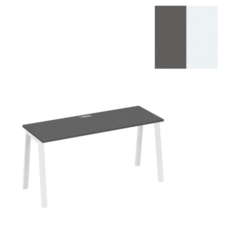 Стол письменный Юнитекс А4 на металлокаркасе TRE А4 Б3 005 АР (160x60x75) антрацит премиум/металлокаркас белый