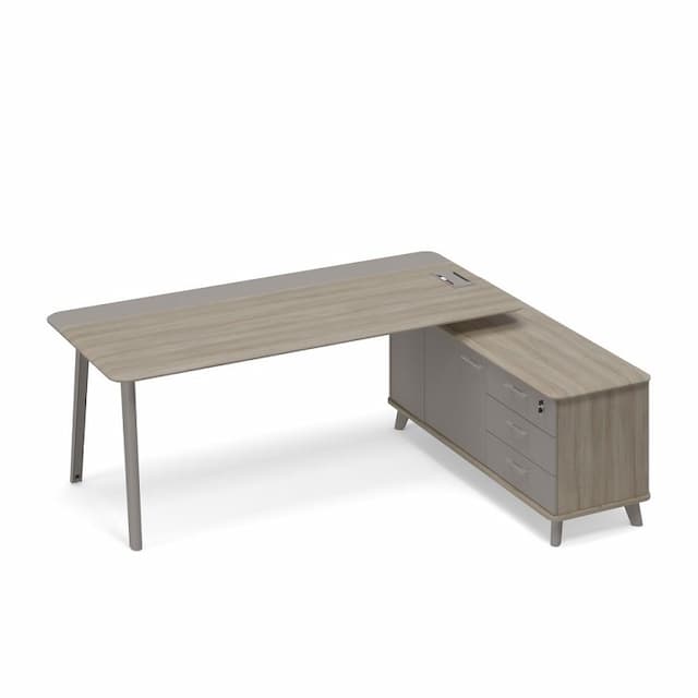 Стол комбинированный на опорной тумбе правый (тип 1) Юнитекс ТМ М1 104 ВЛ ВЛ/МП МП вяз либерти (корпус, столешница, топ) / мокко премиум (фасад)