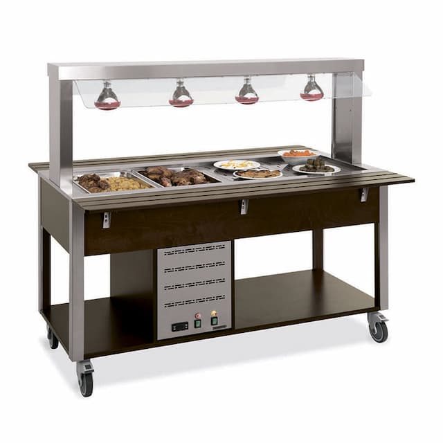 Стол Шведский тепловой (защитное стекло статичное, лампы) MetalCarrelli 6910.6L-W (венге)