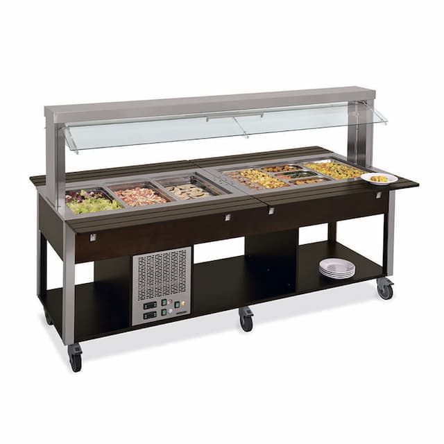 Стол Шведский комбинированный (защитное стекло подвижное) MetalCarrelli 6920.6F3M-R (дуб)