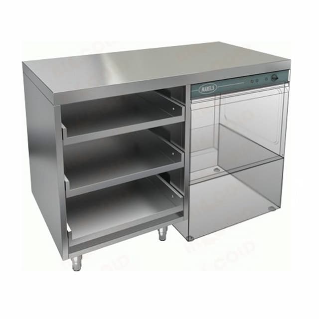 Стол открытый для корзин с бокалами и крылом под посудомойку Hicold НБМКБКП-12/5П